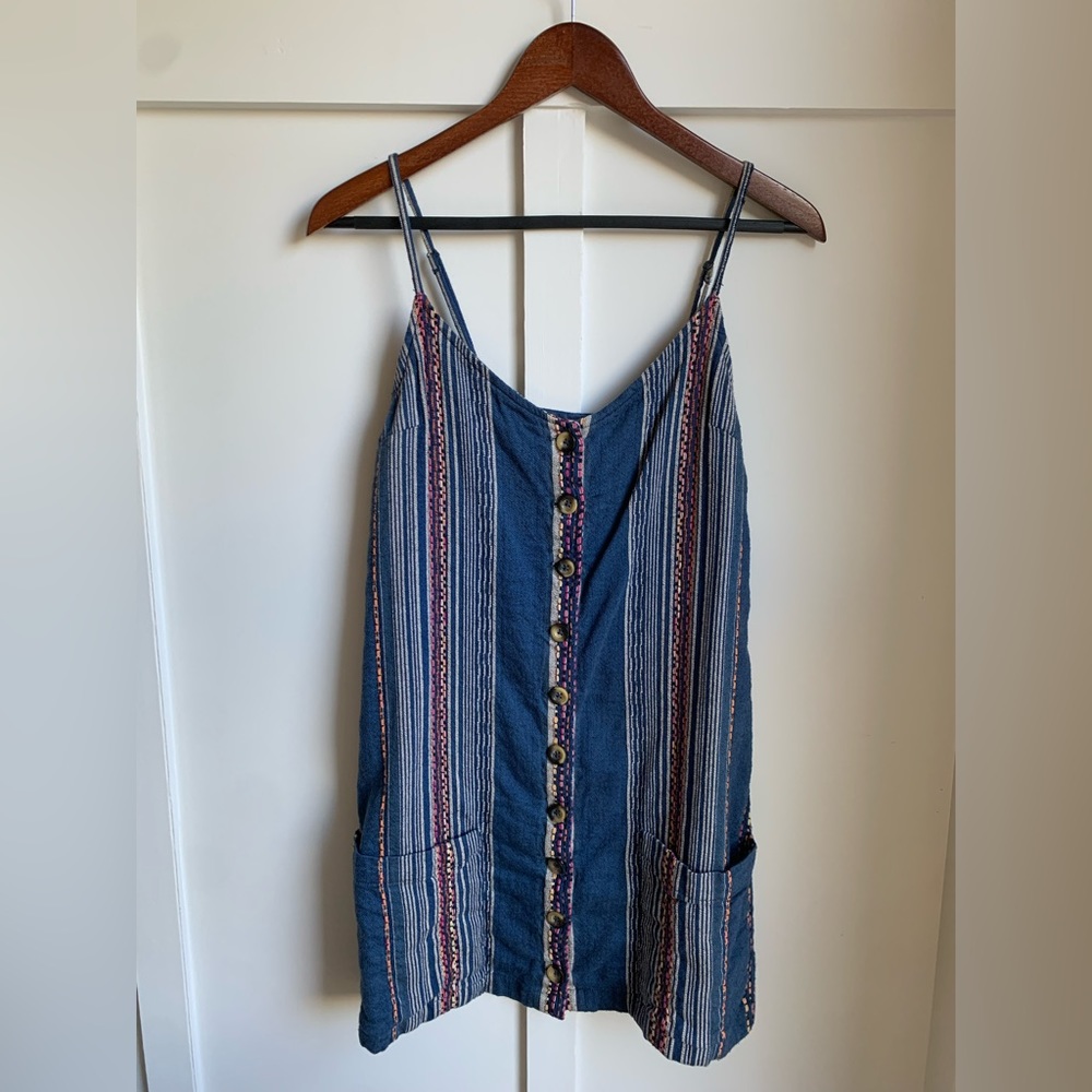 Rip Curl River Song Striped Button Front Mini Dre… - image 1